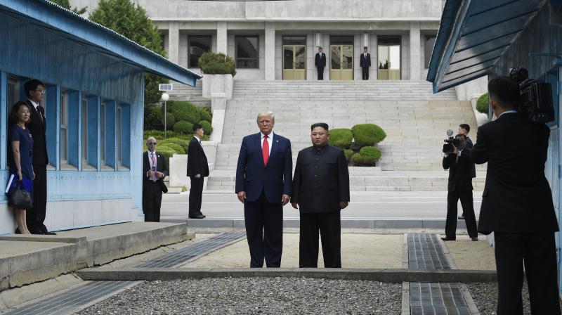 President Donald Trump met North Korean leader Kim Jong Un on the heavily fortified border between North and South Korea on Sunday. (Photo: AP) President Donald Trump met North Korean leader Kim Jong Un on the heavily fortified border between North and South Korea on Sunday. (Photo: AP)