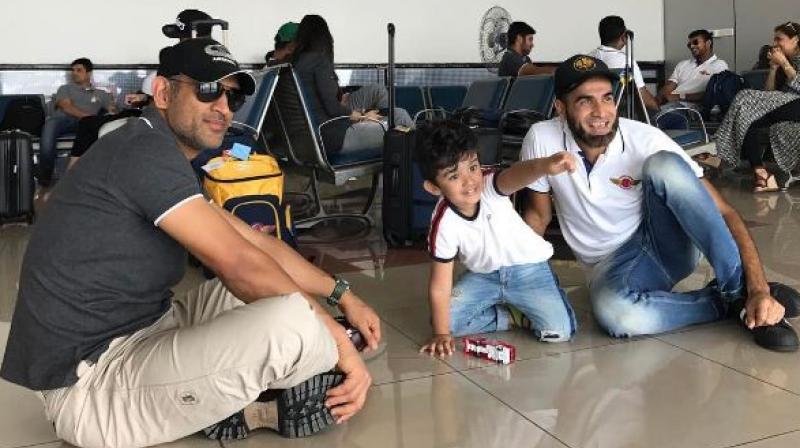 Mahendra Singh Dhoni was recently seen again, playing with the son of one of his Rising Pune Supergiant teammates Imran Tahir. (Photo: RPS/ Instagram) Mahendra Singh Dhoni was recently seen again, playing with the son of one of his Rising Pune Supergiant teammates Imran Tahir. (Photo: RPS/ Instagram)