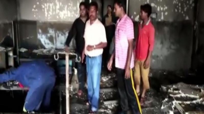 The incident caused heavy damage to the hospital as three labour wards gutted in the fire. (Photo: ANI) The incident caused heavy damage to the hospital as three labour wards gutted in the fire. (Photo: ANI)
