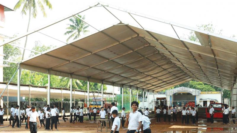 Preparations of main venue underway at Leo XIII HSS, Alappuzha, on Wednesday. Preparations of main venue underway at Leo XIII HSS, Alappuzha, on Wednesday.