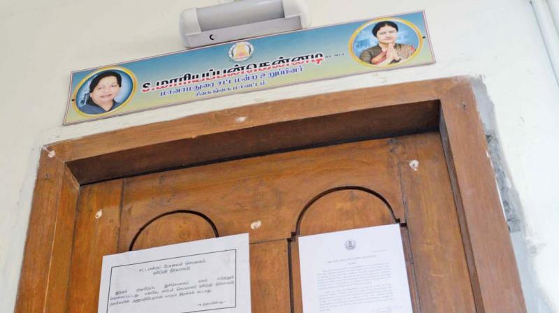 The quarters allotted to 18 MLAs locked and sealed by the Assembly secretariat on Tuesday. (Photo: DC) The quarters allotted to 18 MLAs locked and sealed by the Assembly secretariat on Tuesday. (Photo: DC)