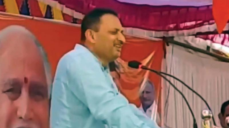 BJP leader Ananth Kumar Hegde campaigns for Shivaram Hebbar in Yellapur