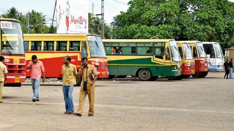 KSRTC buses. KSRTC buses.