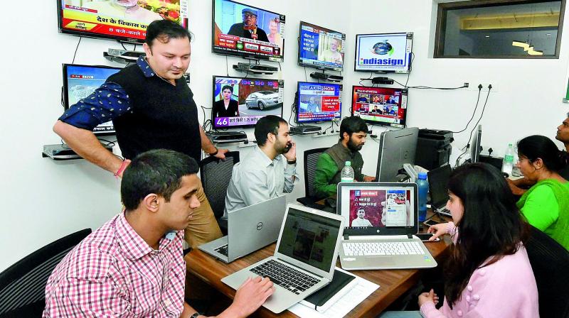 SP president Akhilesh Yadav’s ‘war room’ setup in Lucknow to handle his election campaign, on Thursday. (Photo: PTI) SP president Akhilesh Yadav’s ‘war room’ setup in Lucknow to handle his election campaign, on Thursday. (Photo: PTI)