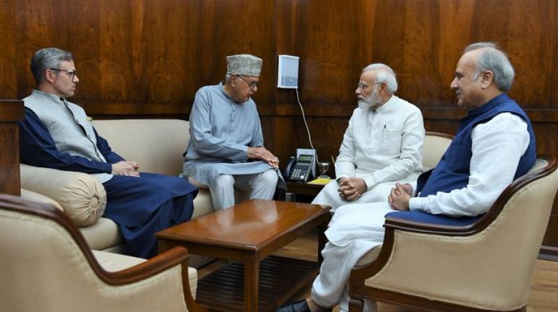 Former chief minister Omar Abdullah, who was part of the delegation along with party MP Hasnain Masoodi, said they apprised the prime minister about the situation and the apprehensions of the people. (Photo: ANI) Former chief minister Omar Abdullah, who was part of the delegation along with party MP Hasnain Masoodi, said they apprised the prime minister about the situation and the apprehensions of the people. (Photo: ANI)
