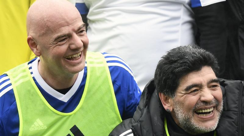 Diego Maradona hailed FIFA as 'clean and transparent' under President Gianni Infantino. (Photo: AP) Diego Maradona hailed FIFA as 'clean and transparent' under President Gianni Infantino. (Photo: AP)