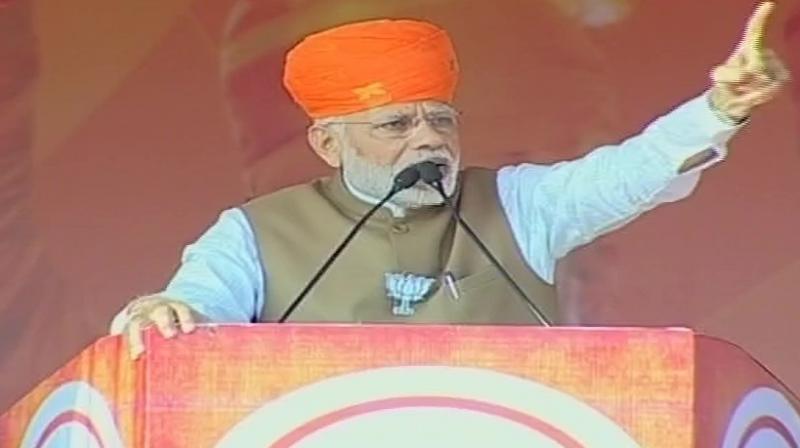 Modi also hit out at former chief minister Ashok Gehlot's reported remarks of 'who knows who will become crorepati', saying it reflected the real intention of Congress party. (Photo: ANI | Twitter) Modi also hit out at former chief minister Ashok Gehlot's reported remarks of 'who knows who will become crorepati', saying it reflected the real intention of Congress party. (Photo: ANI | Twitter)