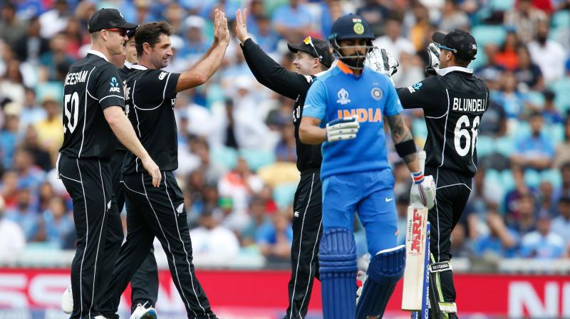 All out for 179 in the 40th over, India were then unable to contain New Zealand’s batsmen and a 114-run stand from skipper Kane Williamson (67) and Ross Taylor (71) helped them to victory with nearly 13 overs to spare. (Photo:AFP) All out for 179 in the 40th over, India were then unable to contain New Zealand’s batsmen and a 114-run stand from skipper Kane Williamson (67) and Ross Taylor (71) helped them to victory with nearly 13 overs to spare. (Photo:AFP)