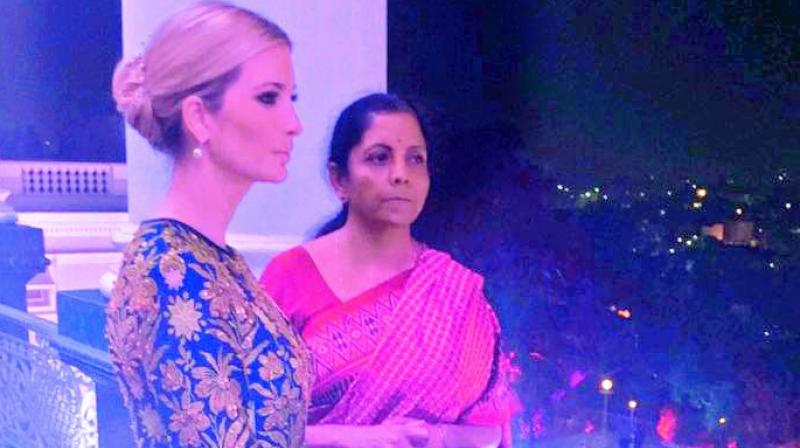 Ivanka Trump and Nirmala Sitharaman at the Taj Falaknuma Palace for the dinner on Tuesday. Ivanka Trump and Nirmala Sitharaman at the Taj Falaknuma Palace for the dinner on Tuesday.