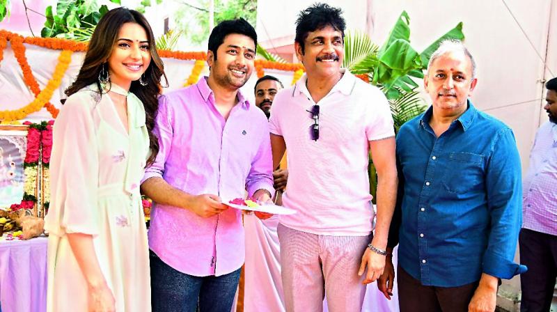 Rakul Preet Singh, Rahul Ravindran, Nagarjuna and P. Kiran Rakul Preet Singh, Rahul Ravindran, Nagarjuna and P. Kiran