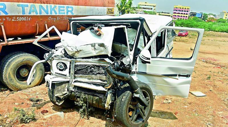 The vehicle which Nishith Narayana was driving. (Photo: DC) The vehicle which Nishith Narayana was driving. (Photo: DC)