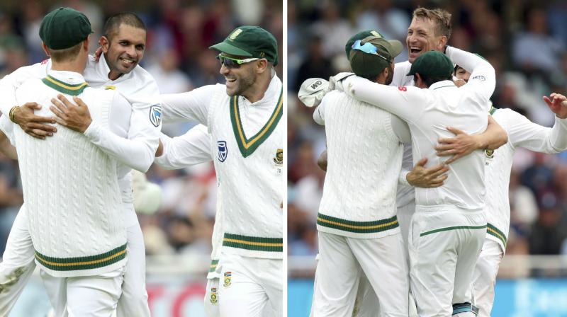 Keshav Maharaj and Chris Morris shared six wickets as South Africa took control of the second Test against England at Trent Bridge. (Photo: AP) Keshav Maharaj and Chris Morris shared six wickets as South Africa took control of the second Test against England at Trent Bridge. (Photo: AP)