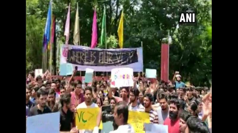 The student body has questioned the functioning of the executive council (EC) and accused the Registrar of deliberately halting the process of a new Vice-Chancellor. (Photo: ANI) The student body has questioned the functioning of the executive council (EC) and accused the Registrar of deliberately halting the process of a new Vice-Chancellor. (Photo: ANI)