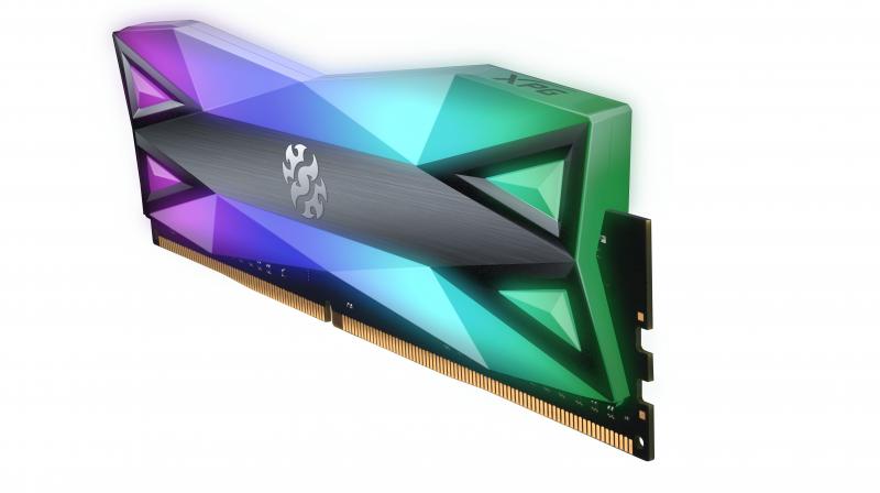 The XPG SPECTRIX D60G DDR4 memory features a unique dual RGB light diffuser design that gives it the largest RGB surface area of any memory module!