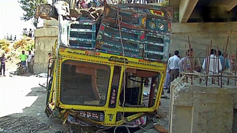 The truck was carrying around 60 people from Anida village, who were going to attend a wedding ceremony in Botad district. (Photo: ANI | Twitter) The truck was carrying around 60 people from Anida village, who were going to attend a wedding ceremony in Botad district. (Photo: ANI | Twitter)