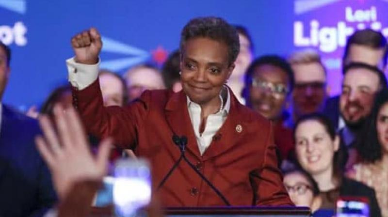 Lori Lightfoot during the election night party in Chicago, Illinois. (Photo: AFP) Lori Lightfoot during the election night party in Chicago, Illinois. (Photo: AFP)