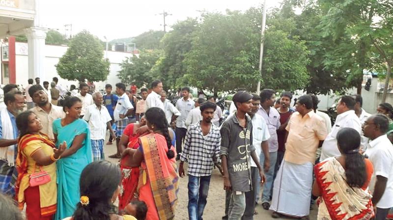 People at blast spot near the Gangai Amman temple at Manmati in Thiruporur near Chennai on Sunday. People at blast spot near the Gangai Amman temple at Manmati in Thiruporur near Chennai on Sunday.