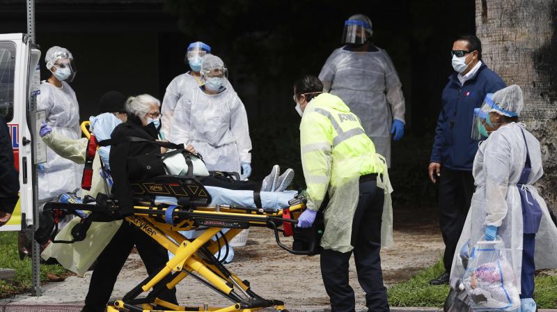 A patient is evacuated from the Magnolia Rehabilitation and Nursing Center in Riverside, California. AP photo