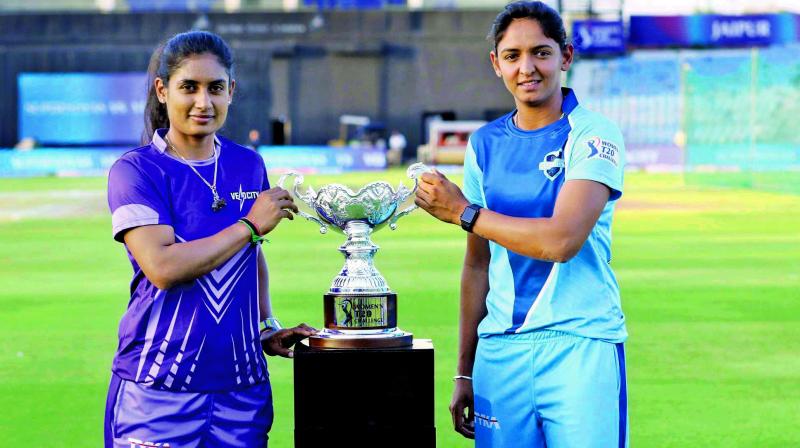 Velocity skipper Mithali Raj (left) and her Supernovas counterpart Harmanpreet pose with the Women’s T20 Challenge trophy. (Photo: BCCI) Velocity skipper Mithali Raj (left) and her Supernovas counterpart Harmanpreet pose with the Women’s T20 Challenge trophy. (Photo: BCCI)