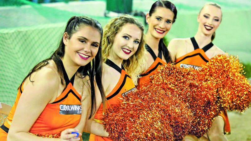 Cheerleaders of Sunrisers Hyderabad pose during a match. (Photo: AFP, BCCI) Cheerleaders of Sunrisers Hyderabad pose during a match. (Photo: AFP, BCCI)