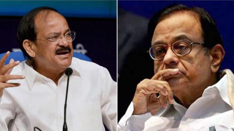 Union Information and Broadcasting Minister M Venkaiah Naidu and P Chidambaram. (Photos: PTI) Union Information and Broadcasting Minister M Venkaiah Naidu and P Chidambaram. (Photos: PTI)
