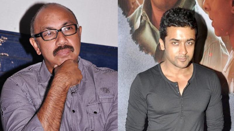 Sathyaraj and Suriya. Sathyaraj and Suriya.