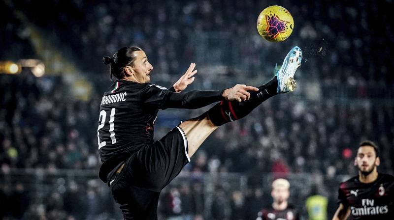 Milans Zlatan Ibrahimovic during a Serie A match against Brescia. AP Photo