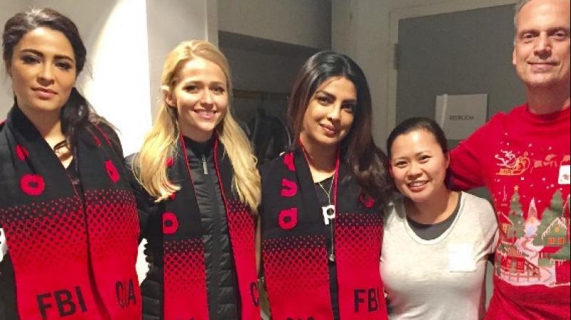 Priyanka with her 'Quantico' team(Pic courtesy: Instagram/ priyankachopra). Priyanka with her 'Quantico' team(Pic courtesy: Instagram/ priyankachopra).