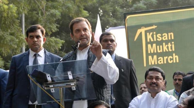 Congress president Rahul Gandhi at Jantar Mantar on Friday in New Delhi. (Photo: @RahulGandhi/Twitter) Congress president Rahul Gandhi at Jantar Mantar on Friday in New Delhi. (Photo: @RahulGandhi/Twitter)