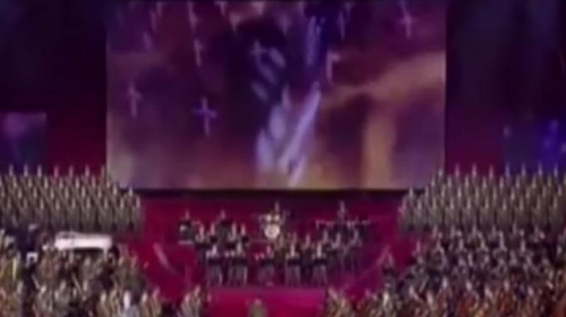The lyrics of the chorus included phrases like 'our proud Hwasong rocket blasts off' and 'flies as quickly as a flash of lightning to challenge imperialism'. (Photo: Youtube videograb) The lyrics of the chorus included phrases like 'our proud Hwasong rocket blasts off' and 'flies as quickly as a flash of lightning to challenge imperialism'. (Photo: Youtube videograb)