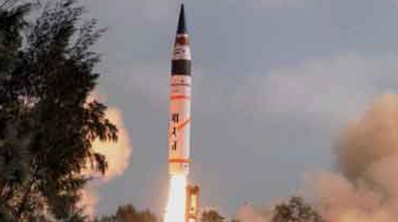 Last month, Agni-V was successfully test-fired off the Odisha coast and sources said a number of other pre-induction tests are being planned in the next few weeks. (Photo: File/PTI) Last month, Agni-V was successfully test-fired off the Odisha coast and sources said a number of other pre-induction tests are being planned in the next few weeks. (Photo: File/PTI)