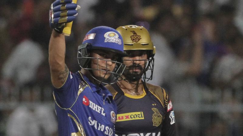 Ishan Kishan blazed 62 off 21 balls with five fours and six sixes to set up Mumbai Indians’ 102-run win against Kolkata Knight Riders. (Photo: AP) Ishan Kishan blazed 62 off 21 balls with five fours and six sixes to set up Mumbai Indians’ 102-run win against Kolkata Knight Riders. (Photo: AP)