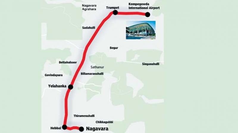 While pointing out that there would be no land constraints in execution of the project from Nagavara to the airport, the minister revealed that yet another option for Metro connectivity to the KIAL via Hennur, Bagalur and Begur was also being explored. While pointing out that there would be no land constraints in execution of the project from Nagavara to the airport, the minister revealed that yet another option for Metro connectivity to the KIAL via Hennur, Bagalur and Begur was also being explored.
