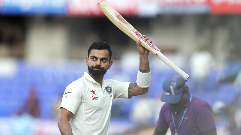 Virat Kohli acknowledges the crowd in Hyderabad. (Photo: AP) Virat Kohli acknowledges the crowd in Hyderabad. (Photo: AP)