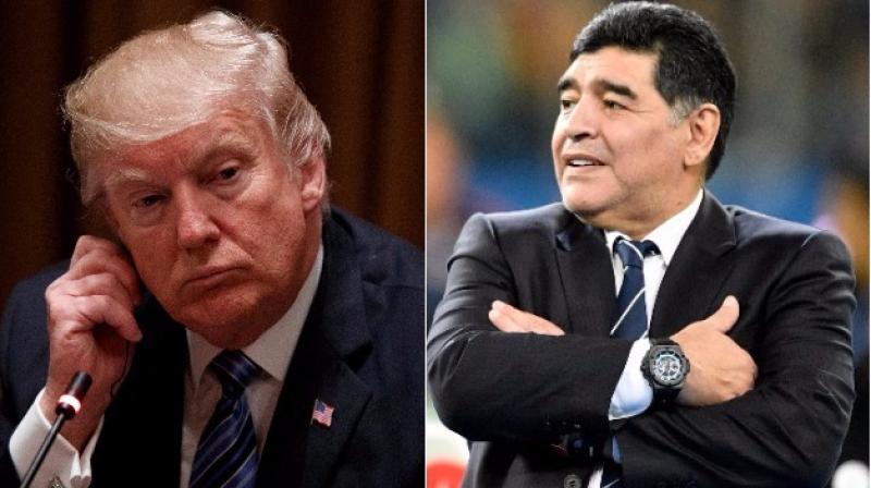 Going bu his recent remark against the US President, it seems Diego Maradona isn't a big admirer of Donald Trump. (Photo: AP) Going bu his recent remark against the US President, it seems Diego Maradona isn't a big admirer of Donald Trump. (Photo: AP)