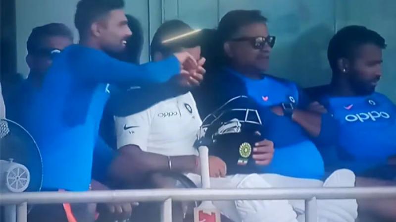 Ravindra Jadeja makes his best attempt to imitate Dilruwan Perera. (Photo: Twitter/Screengrab) Ravindra Jadeja makes his best attempt to imitate Dilruwan Perera. (Photo: Twitter/Screengrab)