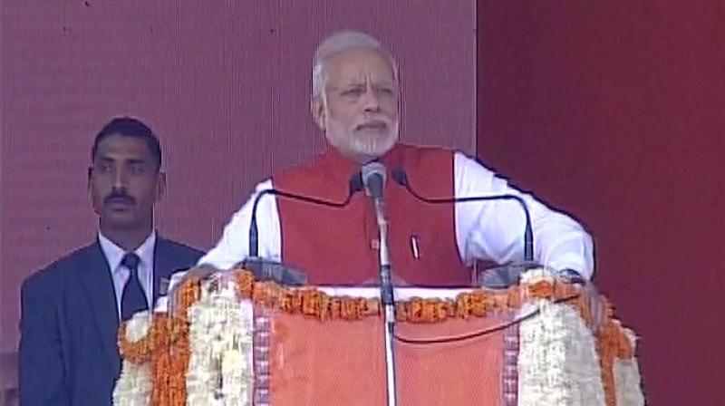 Prime Minister Narendra Modi at a Parivartan rally in Uttar Pradesh. (Photo: ANI Twitter) Prime Minister Narendra Modi at a Parivartan rally in Uttar Pradesh. (Photo: ANI Twitter)