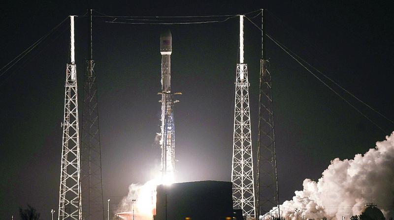 SpaceX’s 16-foot-tall (4.9 meter) Crew Dragon capsule, atop a Falcon 9 rocket, lifted off from Florida’s Kennedy Space Center at 2:49 a.m. (0749 GMT), carrying a test dummy nicknamed Ripley. SpaceX’s 16-foot-tall (4.9 meter) Crew Dragon capsule, atop a Falcon 9 rocket, lifted off from Florida’s Kennedy Space Center at 2:49 a.m. (0749 GMT), carrying a test dummy nicknamed Ripley.