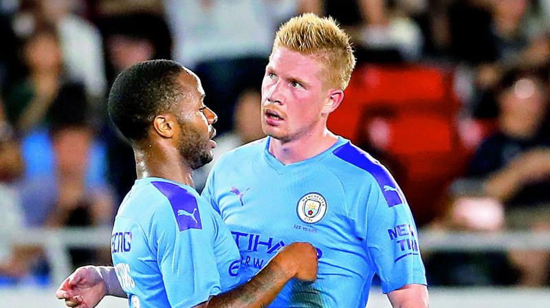Manchester City will look up to Raheem Sterling (left) and Kevin de Bruyne for goals as the defending champions eye hat-trick of Premier League titles this season. (Photo: AP) Manchester City will look up to Raheem Sterling (left) and Kevin de Bruyne for goals as the defending champions eye hat-trick of Premier League titles this season. (Photo: AP)