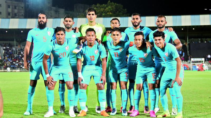 Men in blue: Captain Sunil Chhetri lead India to a 3-0 win over Kenya, in the Intercontinental Cup tournament Men in blue: Captain Sunil Chhetri lead India to a 3-0 win over Kenya, in the Intercontinental Cup tournament