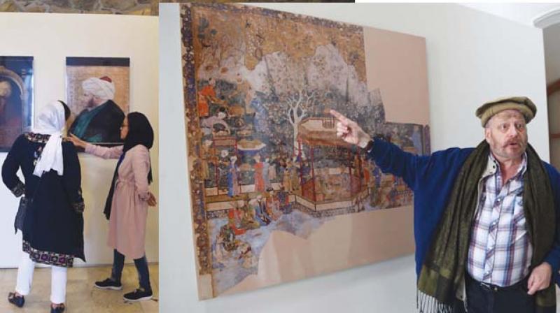 Visitors (left) walk past a display of Mughal paintings at the “King Babur’s Kabul, Cradle of the Mughal Empire” exhibition in Kabul. American historian Michael Barry gestures during an interview (Image: AFP) Visitors (left) walk past a display of Mughal paintings at the “King Babur’s Kabul, Cradle of the Mughal Empire” exhibition in Kabul. American historian Michael Barry gestures during an interview (Image: AFP)