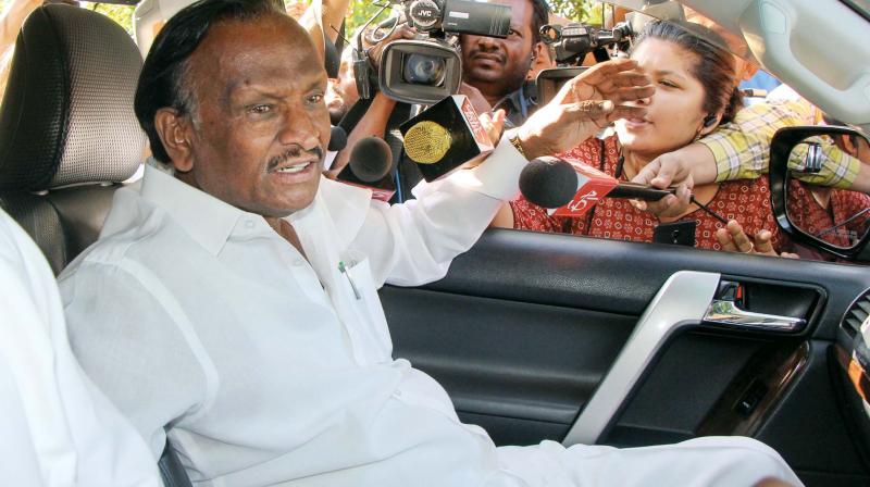 Rebel Congress MLA M.T.B. Nagaraj, the cynosure of all eyes, as he heads for a meeting with CLP leader Siddaramaiah in Bengaluru on Saturday (Photo: PTI) Rebel Congress MLA M.T.B. Nagaraj, the cynosure of all eyes, as he heads for a meeting with CLP leader Siddaramaiah in Bengaluru on Saturday (Photo: PTI)