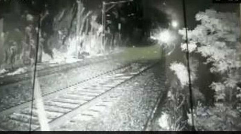 An accident was averted as CCTV monitoring staff noticed the boulder in time, a railway official said on Friday. (Photo: Twitter/ ANI) An accident was averted as CCTV monitoring staff noticed the boulder in time, a railway official said on Friday. (Photo: Twitter/ ANI)