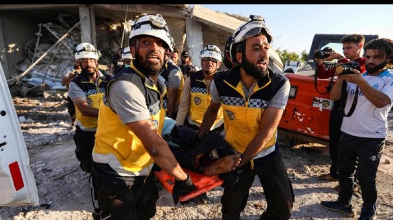 The bombardment destroyed shops and ripped apart bodies, according to an AFP photographer, who found human remains more than a hundred metres away from the site of the strike. (Photo: AFP) The bombardment destroyed shops and ripped apart bodies, according to an AFP photographer, who found human remains more than a hundred metres away from the site of the strike. (Photo: AFP)