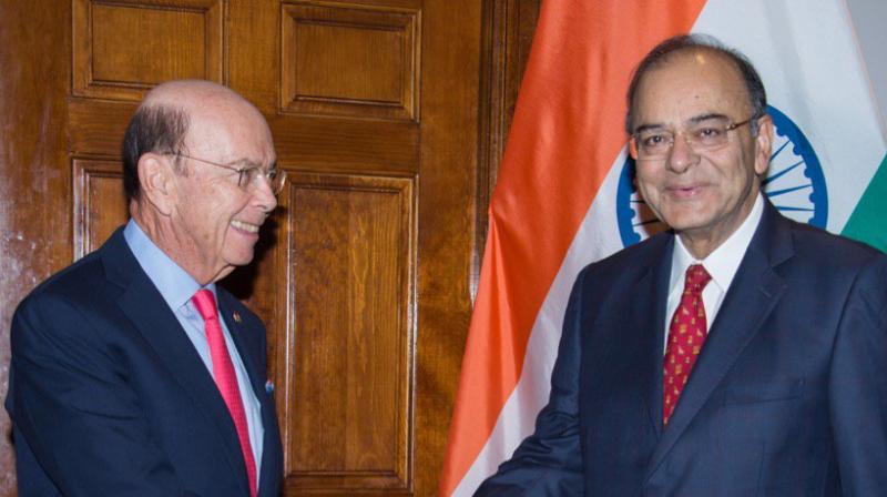 Jaitley, leading an Indian delegation, arrived in Washington DC on Thursday morning to attend the annual Spring meeting of the International Monetary Fund and the World Bank. (Photo: Twitter) Jaitley, leading an Indian delegation, arrived in Washington DC on Thursday morning to attend the annual Spring meeting of the International Monetary Fund and the World Bank. (Photo: Twitter)