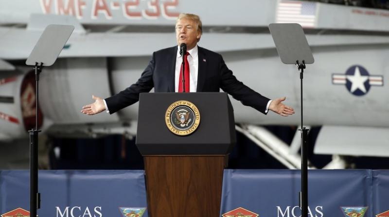 President Donald Trump speaks at Marine Corps Air Station Miramar in San Diego, Tuesday, March 13, 2018. (AP Photo/Alex Gallardo) President Donald Trump speaks at Marine Corps Air Station Miramar in San Diego, Tuesday, March 13, 2018. (AP Photo/Alex Gallardo)