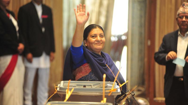 Home Ministry officials said the two days will be public holidays in Nepal to mark the departure and arrival of Bhandari after concluding her five-day visit to India. (Photo: Twitter) Home Ministry officials said the two days will be public holidays in Nepal to mark the departure and arrival of Bhandari after concluding her five-day visit to India. (Photo: Twitter)