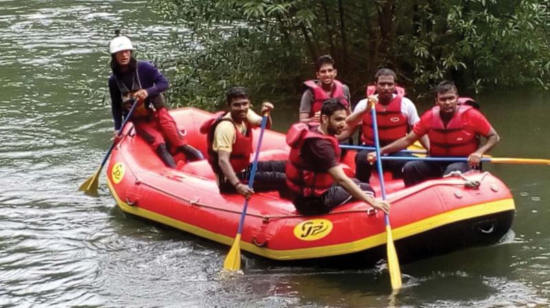 Kannur district collector Mir Mohammed Ali, district police chief G. Siva Vikram among others during a white water rafting in Karyankodu River. (Photo: DC) Kannur district collector Mir Mohammed Ali, district police chief G. Siva Vikram among others during a white water rafting in Karyankodu River. (Photo: DC)