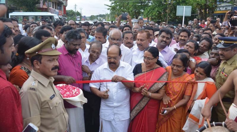 PWD Minister G. Sudhakaran inaugurates the bridge in Enath. Aisha Potti, MLA, looks on. PWD Minister G. Sudhakaran inaugurates the bridge in Enath. Aisha Potti, MLA, looks on.
