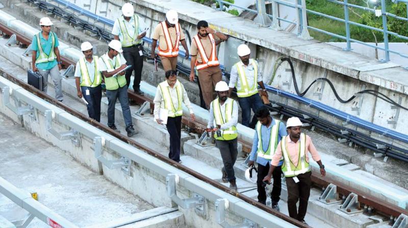 The inspection will continue on Tuesday from MG Road and continue through viaduct to Maharajas station. The inspection will continue on Tuesday from MG Road and continue through viaduct to Maharajas station.